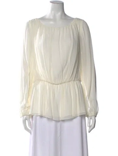 Pre-owned St John Silk Scoop Neck Top In Neutral