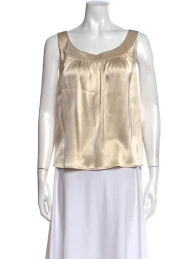 Pre-owned St John Silk Scoop Neck Top In Neutral
