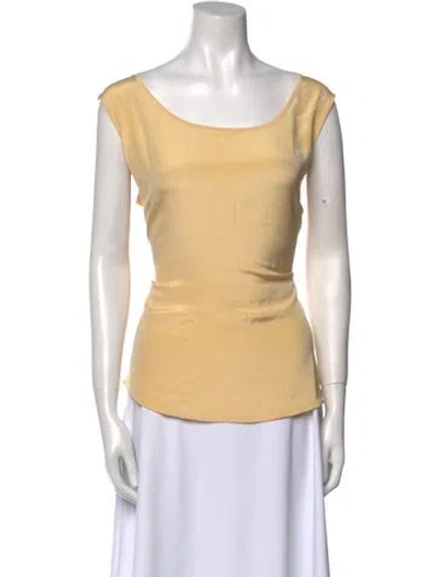 Pre-owned St John Silk Scoop Neck Top In Neutrals