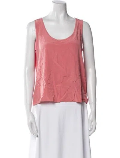 Pre-owned St John Silk Scoop Neck Top In Pink