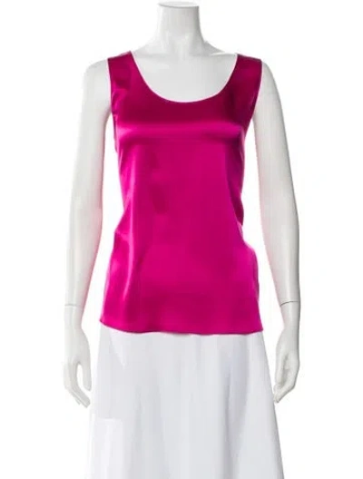 Pre-owned St John Silk Scoop Neck Top In Pink