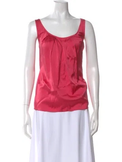 Pre-owned St John Silk Scoop Neck Top In Pink