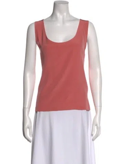 Pre-owned St John Silk Scoop Neck Top In Pink