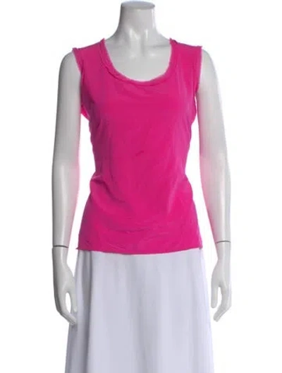 Pre-owned St John Silk Scoop Neck Top In Pink