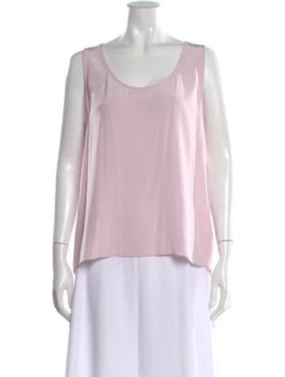 Pre-owned St John Silk Scoop Neck Top In Pink