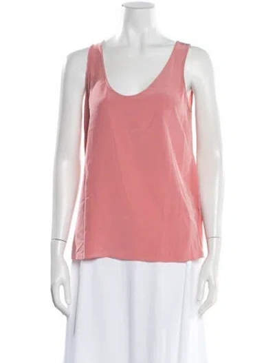 Pre-owned St John Silk Scoop Neck Top In Pink