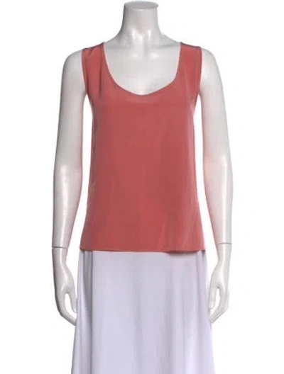 Pre-owned St John Silk Scoop Neck Top In Pink