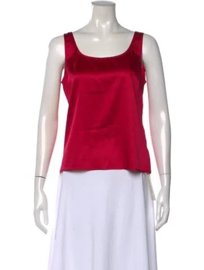 Pre-owned St John Silk Scoop Neck Top In Pink