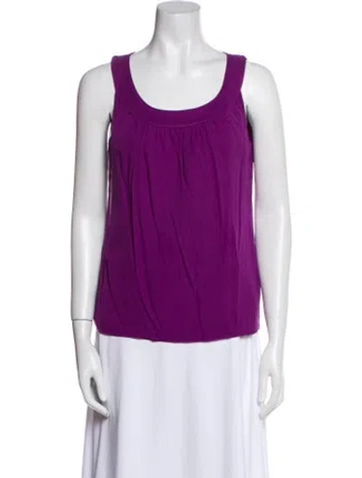 Pre-owned St John Silk Scoop Neck Top In Purple