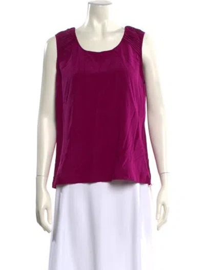 Pre-owned St John Silk Scoop Neck Top In Purple