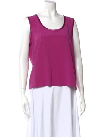 Pre-owned St John Silk Scoop Neck Top In Purple