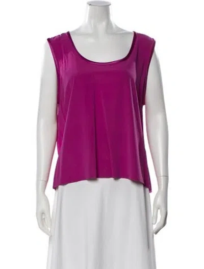 Pre-owned St John Silk Scoop Neck Top In Purple