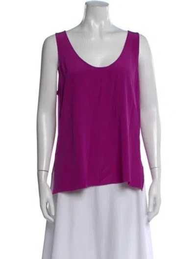 Pre-owned St John Silk Scoop Neck Top In Purple