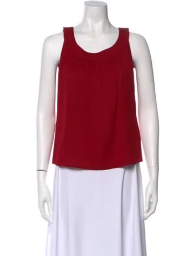 Pre-owned St John Silk Scoop Neck Top In Red