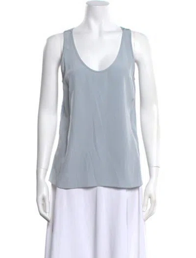 Pre-owned St John Silk Scoop Neck Top W/ Tags In Blue