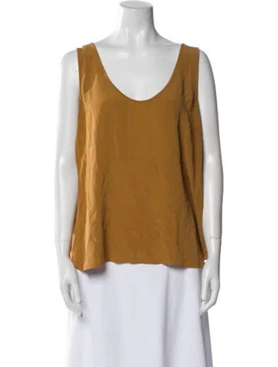 Pre-owned St John Silk Scoop Neck Top W/ Tags In Brown
