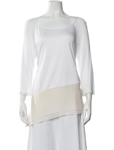 Pre-owned St John Silk Scoop Neck Top W/ Tags In Neutral