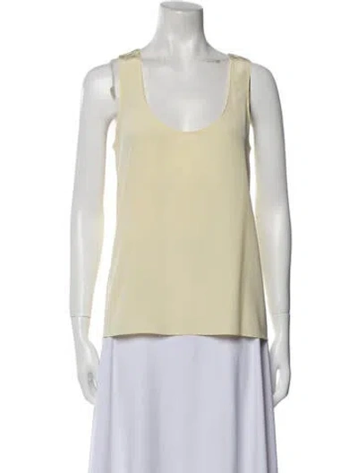 Pre-owned St John Silk Scoop Neck Top In Yellow