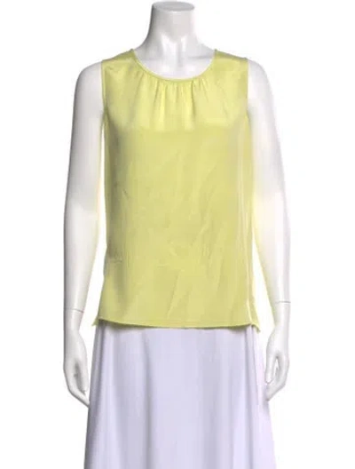 Pre-owned St John Silk Scoop Neck Top In Yellow