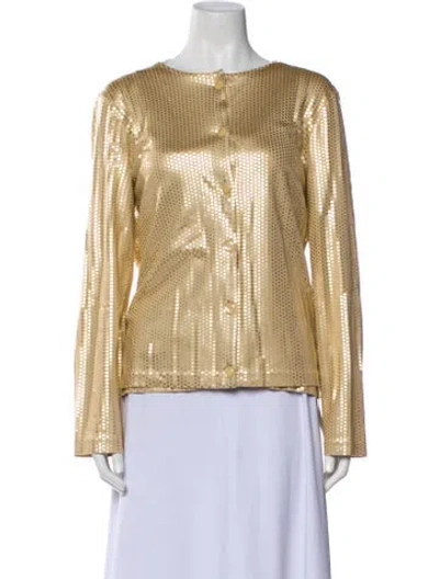 Pre-owned St John Silk Sequin Embellishments Set In Gold
