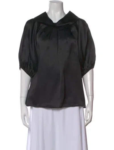 Pre-owned St John Silk Short Sleeve Top In Black
