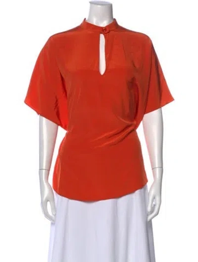 Pre-owned St John Silk Short Sleeve Top W/ Tags In Orange