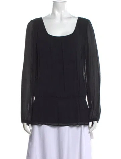 Pre-owned St John Silk Square Neckline Blouse In Black