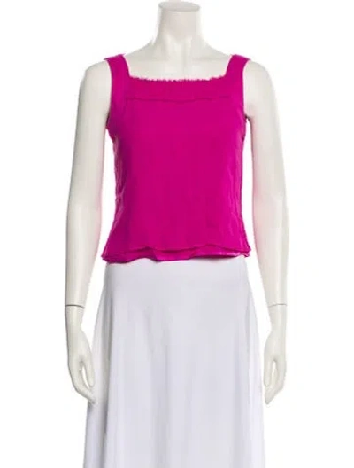 Pre-owned St John Silk Square Neckline Crop Top In Pink