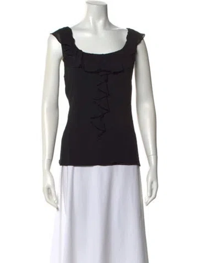 Pre-owned St John Silk Square Neckline Top In Black