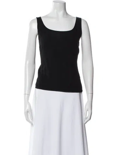 Pre-owned St John Silk Square Neckline Top In Black
