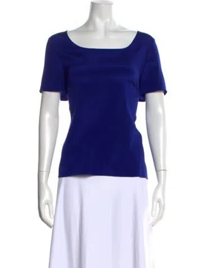 Pre-owned St John Silk Square Neckline Top In Blue