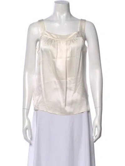 Pre-owned St John Silk Square Neckline Top In Neutral