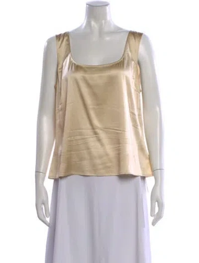 Pre-owned St John Silk Square Neckline Top In Neutral