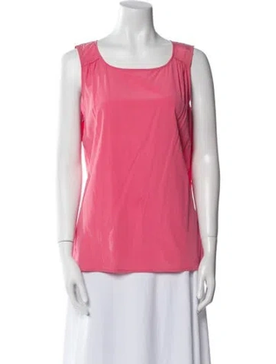Pre-owned St John Silk Square Neckline Top In Pink
