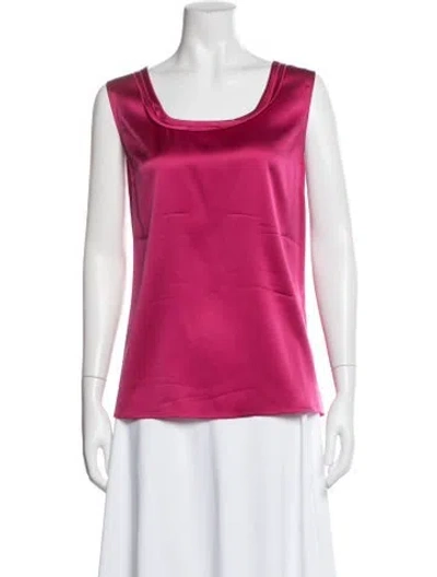 Pre-owned St John Silk Square Neckline Top In Pink