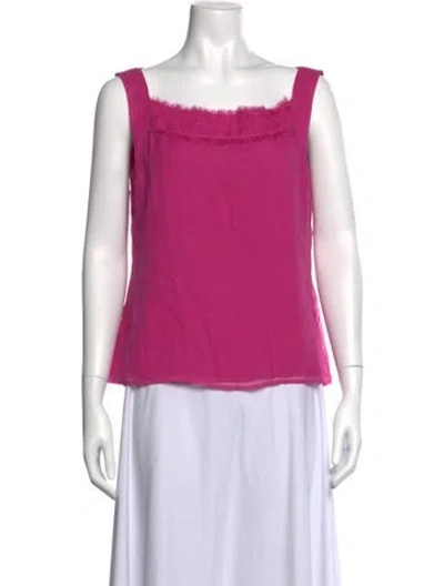 Pre-owned St John Silk Square Neckline Top In Pink