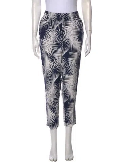 Pre-owned St John Silk Straight Leg Pants In Blue