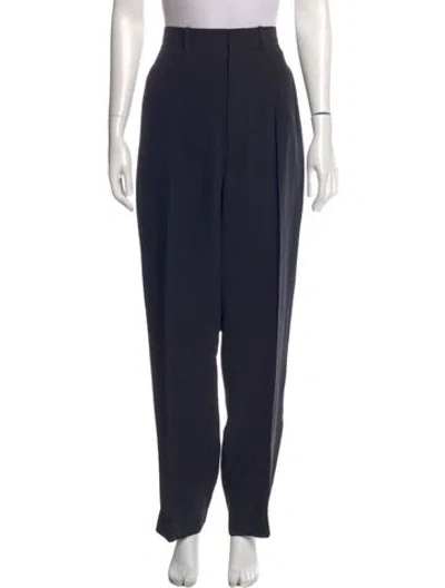 Pre-owned St John Silk Straight Leg Pants In Blue