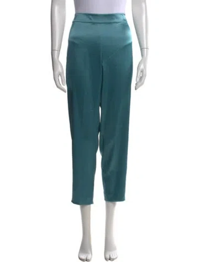Pre-owned St John Silk Straight Leg Pants In Blue