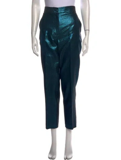 Pre-owned St John Silk Straight Leg Pants In Blue