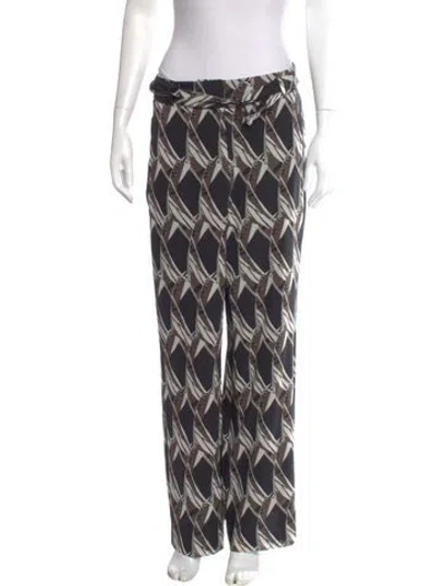 Pre-owned St John Silk Straight Leg Pants In Multi