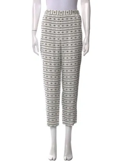 Pre-owned St John Silk Straight Leg Pants In White