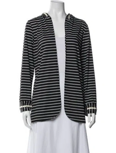 Pre-owned St John Silk Striped Jacket In Blue