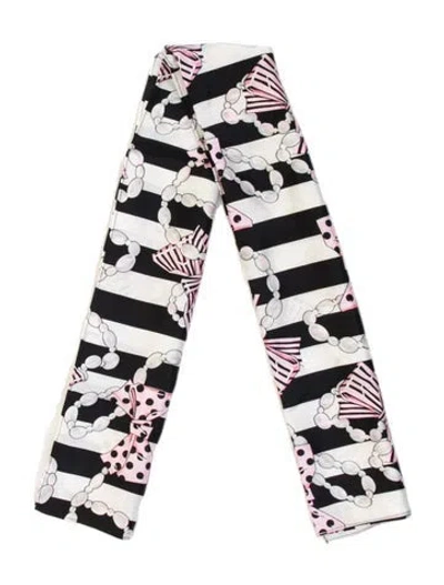Pre-owned St John Silk Striped Scarf In Black