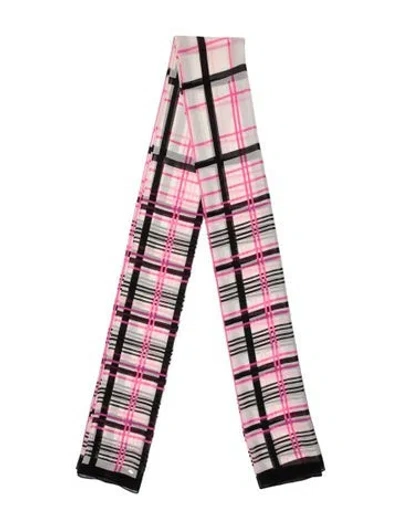 Pre-owned St John Silk Striped Scarf In White