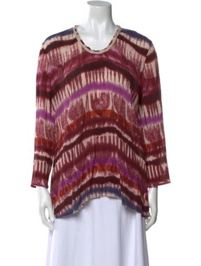 Pre-owned St John Silk Striped Sweater In Red