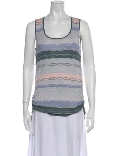Pre-owned St John Silk Striped Top In Blue