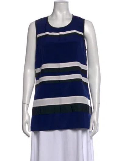 Pre-owned St John Silk Striped Top In Blue