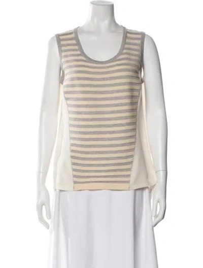 Pre-owned St John Silk Striped Top In Gray