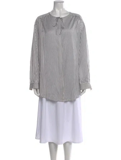 Pre-owned St John Silk Striped Top In Multi